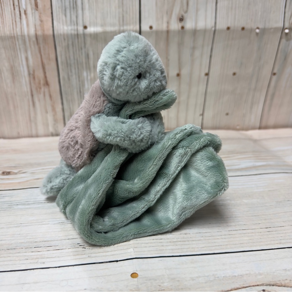 Jellycat Green Plush security Blanket bashful baby Turtle Lovey soother - Picture 4 of 6